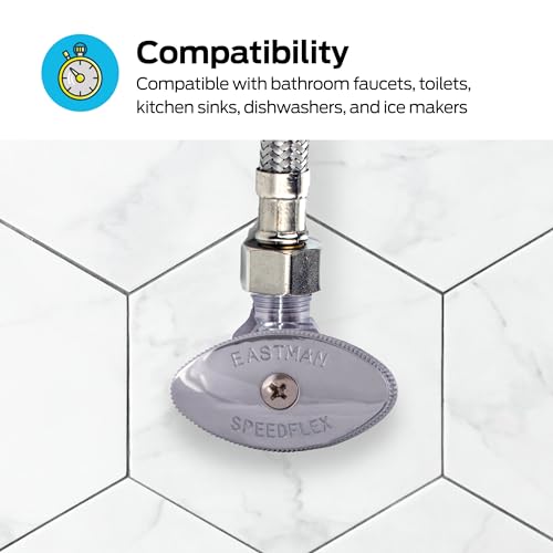 Eastman 3/8 Inch OD Compression x 3/8 Inch FIP Compression Multi-Turn Angle Stop Valve, Brass Plumbing Fitting, Chrome, 04319LF - size: 3/8 in. OD x 3/8 in. FIP