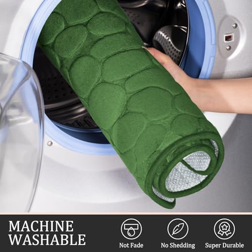 YIHOUSE Bathroom Rugs Mat Set, Memory Foam Bath Mat 3 Piece Green | U Shape+Small Mat, Non Slip, Water Absorbent, Washable, Bath Mat For Bathroom, Sink and Toilet - color: Grass Green, size: 2'8" x 1'8" (Rectangular)