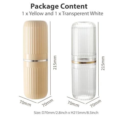 Travel Toothbrush Cup Case, Toothbrush Travel Container Portable Travel Toothbrush Holder Toothpaste Storage for School Camping Business Trip Bathroom (White,Yellow) - color: White,yellow