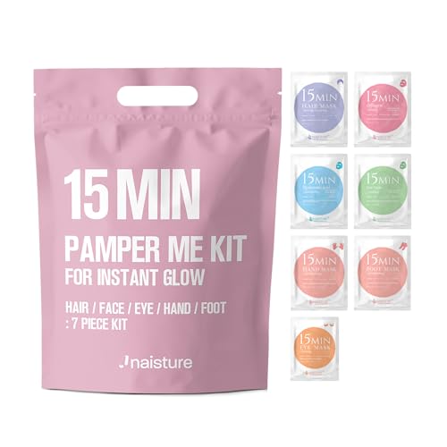 Naisture 15 Min Pamper Me Kit Korean Spa Skincare Gift Set for Women-Head to Toe with Hair, Face, Eye, Hand, & Foot Masks (7 pcs) - color: Pamper Me Kit