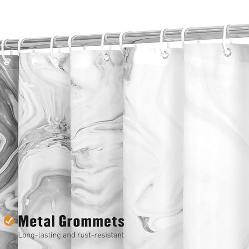 MitoVilla Grey Marble Long Shower Curtain 72 x 78, Abstract 78 inch Long Fabric Shower Curtain for Chic Luxury Bathroom Decor, Modern Ombre Watercolor Shower Curtains 78 inch - color: Grey, size: 72"W x 78"L (Pack of 1)