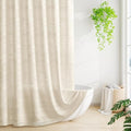 Boho Farmhouse Shower Curtain Set with Tassel, Linen Bohemian French Country Chic Bathroom Shower Curtain Set, Modern Striped Textured Shower Curtain 72x72 - Beige/Cream - color: Beige, size: 72"W x 72"L (Pack of 1)