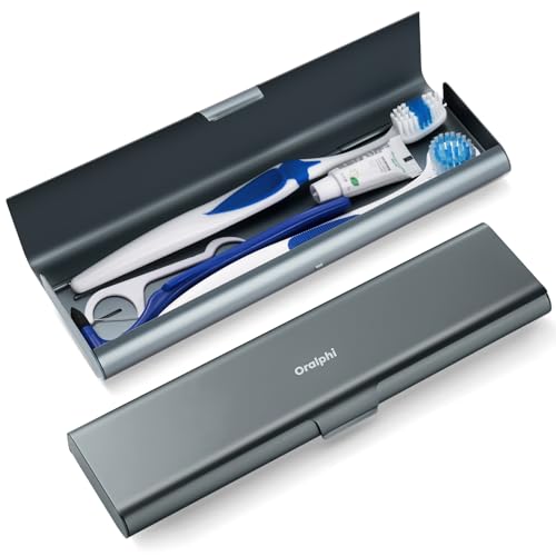 Wider Aluminum Toothbrush Travel Case, Portable Travel Toothbrush Holder, Durable Manual Toothbrush Box Container for Traveling, Bathroom, Camping, Business Trip, Gray Blue - color: Gray Blue, size: 1 Pack (Large)