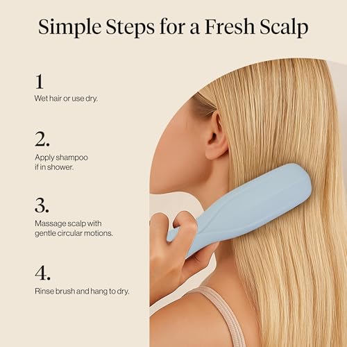 Kitsch Scalp Renewal Brush - Exfoliating & Scalp Massager for Hair Growth, Gentle Head Massage Brush to Remove Buildup, Boost Circulation & Relaxing Head Scrubber for Washing Hair - Haze Blue - color: Haze Blue