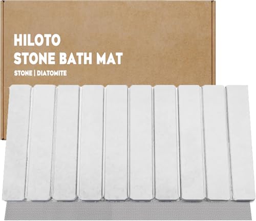 Diatomite Stone Bath Mat for Bathroom – Roll-Up & Foldable | 23.62" x 15.75" | Quick Drying & Super Absorbent | Long Diatomite Stone Drying Mat| Non-Slip | Durable | Off White - color: White