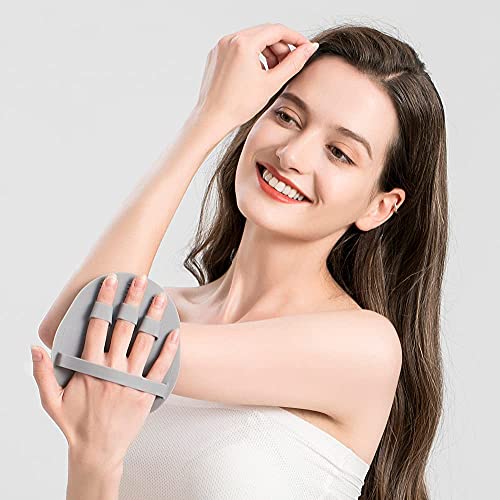 1 Pack Silicone Shower Brush, Body Wash Exfoliating Skin Massage Scrubber | Soft Dry Skin Brushing Glove Loofah, Fit for Sensitive and All Kinds of Skin,Gray - color: Gray