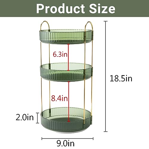 Asayuee 360 Rotating Perfume Organizer,3 Tier Large Capacity Make Up Organizers and Storage,Makeup Organizer for Bathroom,Cosmetic Perfume Stand Holder (Green-3 Tier) - color: Green, size: 3 Tier