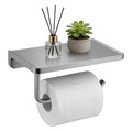 Toilet Paper Holder with Phone Shelf Solid Metal Bathroom Wall Mounted Tissue Roll Dispenser Storage, Brushed Nickel - color: Brushed Nickel, size: 7.1" x 4.3"