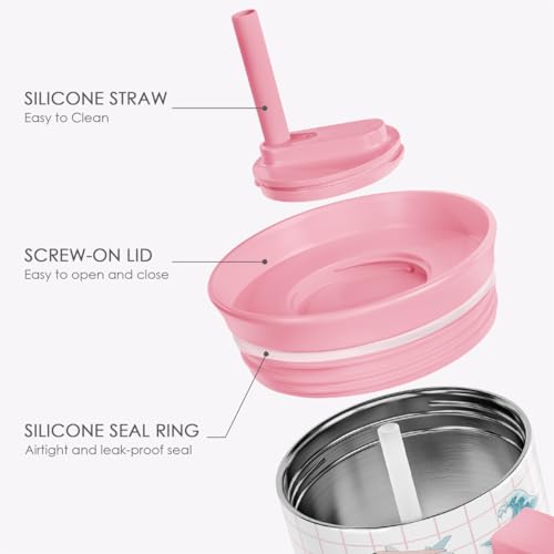 SANDJEST Travel Lover Stainless Steel Locking Lid Silicone Straw Tumbler with Handle 40oz, Insulated Stainless Steel Travel Cup for Women Girls Friends, Gift Idea for Birthday Christmas - color: Travel Lover