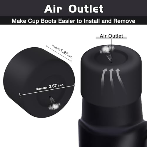 WUQID Silicone Boot Sleeve Compatible with Hydro Flask Travel Tumbler with Handle 32oz&40oz and 12-24oz Hydroflask Bottle & Stanley 20 30 40oz Tumbler, Fit 2.83-2.95in Bottom, Anti-Slip Bottle Cover - color: Black