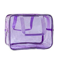 PVC Purple Pure Color Transparent Gift Pouch Wash Travel Makeup Cosmetic Bag with Handle for Travel Bathroom Toiletry Organizer (Purple) - color: purple