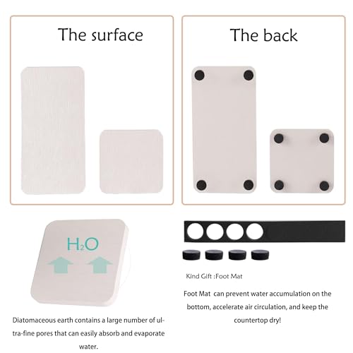 NiuYichee Set of 4 Diatomite Coasters, Quick-Drying Water Absorbing Stone Tray Bathroom & Kitchen Counter