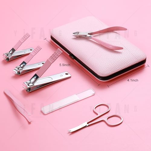 Manicure Set Pedicure Kit Nail Clippers Set Fingernail Clipper Set Ingrown Toenail Nail Kit Scissor Nail Trimmer Kit 15 Pieces Travel Nail Kit Care Grooming Tools with Fine Case Fine GIF (Pink_15in1) - color: Pink_15 in 1