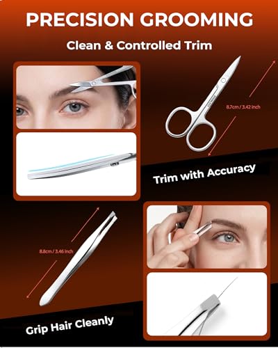 7 in 1 Nail Clipper Set, Manicure Kit with Magnetic Case | Fingernail Clippers,Nail File,Tweezers,Eyebrow Scissors,Ear Cleaner,Compact and Portable,Travel-Friendly,Gift for Women & Men