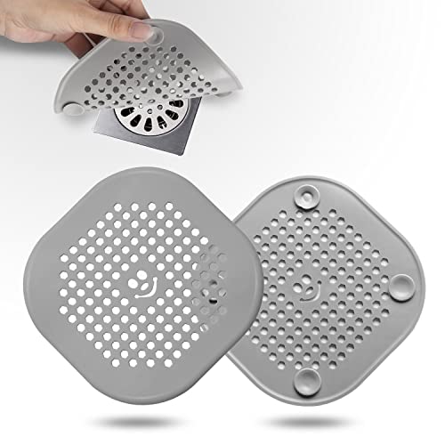 2 Pack Drain Hair Catcher Silicone Drain Cover Hair Stopper with Suction Cup for Shower Kitchen Bathroom Light Purple - color: Purple Light