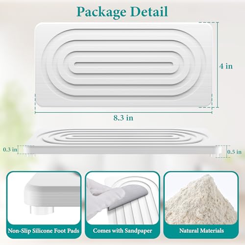 Water Absorbing Stone Tray, Quick Drying Diatomite Bathroom Tray Countertop, Stone Drying Mat for Kitchen Counter, Soap Dish Dispenser Vanity Organizer, White-A-8.3" x 4" - color: 8.3" X 4"-white-a