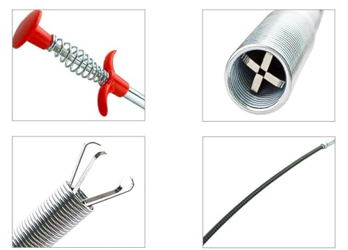 63 inch flexible drain snake drain clog remover tool, sewer, shower, kitchen, bathroom, tub, plunger alternative, drain hair removal tool（Gift 10 disposable floor drain nets）