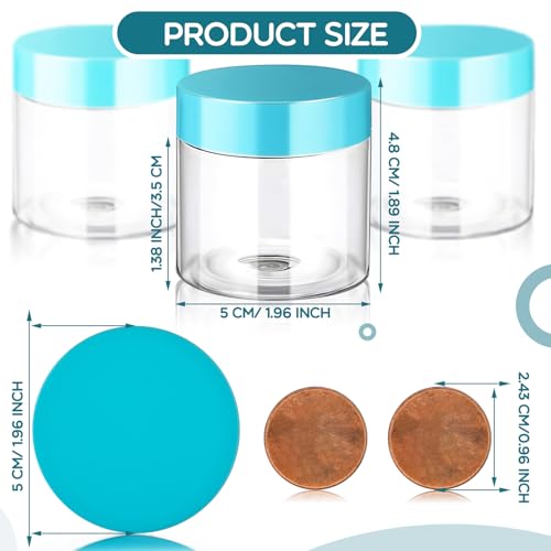 Patelai 4 Pieces Round Wide-mouth Leak Proof Plastic Container Jars with Lids for Travel Storage Makeup Beauty Products Face Creams Oils Salves Ointments DIY Making(2 Ounce,Blue) - color: Blue, size: 2 Ounce