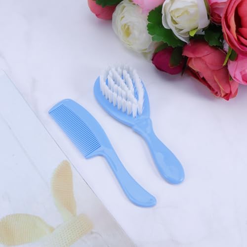 HEALLILY Baby Brush and Comb Set Soft Massage Comb for Infant Hair Care Gentle Baby with Circular Tooth Design Promotes Scalp Circulation 4.72In Blue Toddler Hair Brush