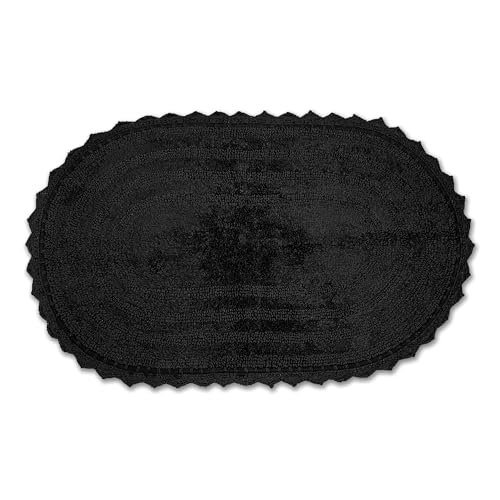 DII Crochet Collection Reversible Bath Mat, Large Oval, 21x34, Black - color: Black, size: 1'9" x 2'10" (Oval)