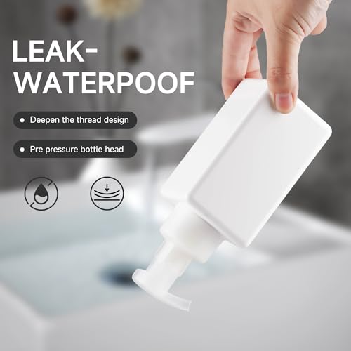 15OZ Foaming Soap Dispenser, 2-Pack Plastic Hand Soap Dispenser, Refillable Leakproof Foam Pump Bottle with Waterproof Labels, for Shampoo, Body Wash - color: White, size: 450ML