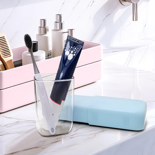 Toothbrush Travel Case, 2-in-1 Large Capacity Toothbrush Holder and Rinse Cup with Cover for Traveling, Camping, Gym, and Trips (Blue) - color: Blue