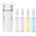 Travel Bottles for Toiletries, 4-in-1 Portable Refillable Containers, Leak-Proof, Transparent, with Measurement Scale and Labels, for Shampoo, Conditioner, Lotion and Cream