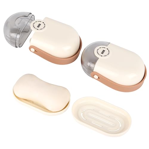Tbestmax 2 Pack Travel Soap Case with Silicone Handle, Beige | Durable Hard PP Plastic, Leakproof Lid, Nonslip Grip, Compact , Durable, Fits Standard Bar Soap Sizes, Ideal For traveling - color: Offwhite