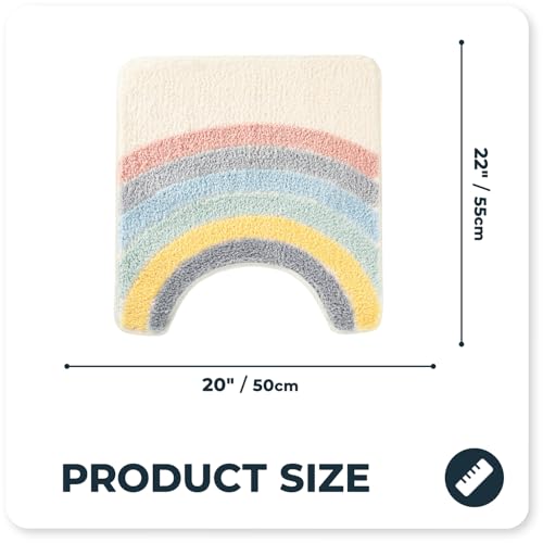 Cute Toilet Rug U Shaped, Microfiber Bathroom Toilet Rugs Non Slip Bath Mat Toliet Rug Machine Washable Absorbent Bathroom Rugs 20 x 22 Inches, Rainbow - color: Rainbow