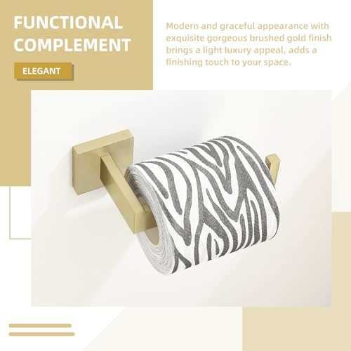 Angle Simple Toilet Paper Holder, SUS304 Stainless Steel Bathroom Tissue Holder, Open Arm Paper Roll Hanger Wall Mount, Brushed Gold - color: Brushed Gold