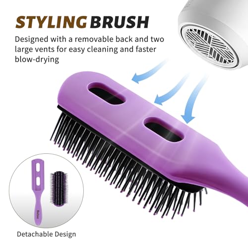 4Pcs Detangling Hair Brush Set for Women - Paddle Brush for Wet or Dry, No More Tangles for Straight, Long, Thick, Curly, and Natural Hair (Purple) - color: Purple
