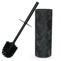 Matte Black Geo Design Resin Toilet Bowl Holder and Brush Set, Stylish Geometric Design with Durable Bristles, Compact and Modern - style: Matte Black Geo