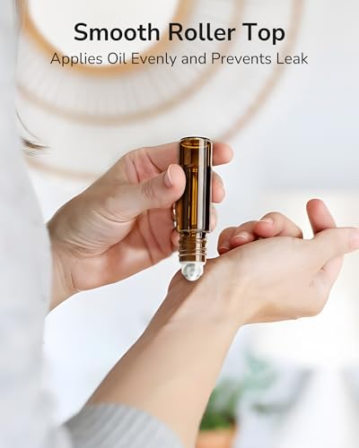 ULG 48-Pack Essential Oil Roller Bottles 10ml, Empty Bottles with Stainless Steel Roller Balls and Waterproof Labels, Amber Roller Balls For Essential Oils - color: Amber, size: 48-Pack