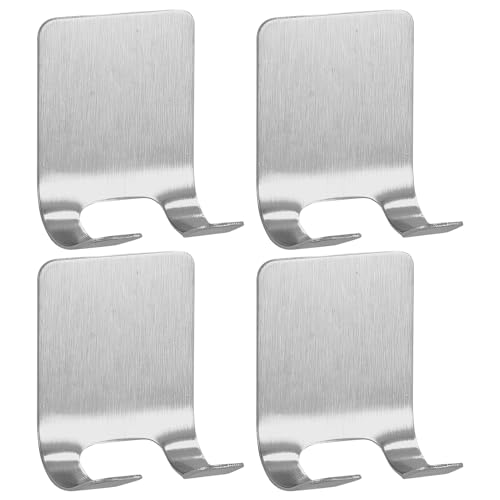 4 Pcs Silver Razor Loofah Holder for Shower Self Adhesive Waterproof Shaver Hooks Waterproof for wall Metal Heavy Duty Utility Storage Hanger Hook Holder for Towels Accessorie Kitchen Bathroom(Silver) - size: Large Silver-4PCS