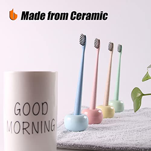 Urbanstrive Sleek Mini Ceramics Toothbrush Holder Stand for Bathroom Vanity Countertops (Gray 1-Pack) - color: Gray
