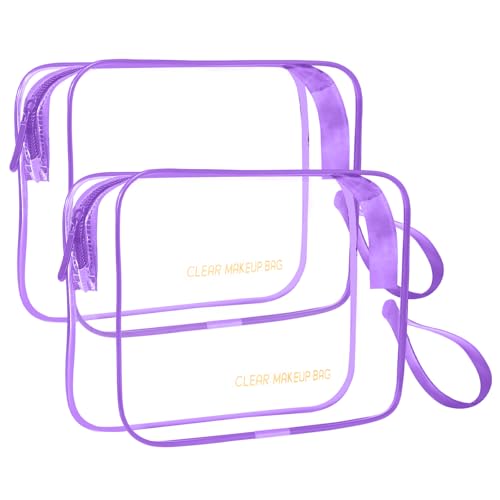 Icramsy Clear Makeup Bag,2 Pack TSA Approved Toiletry Bag Travel Toiletry Bag Hanging Makeup Cosmetic bag for Women Men (Purple) - color: Purple