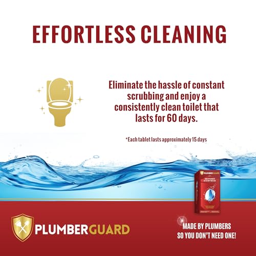 Toilet Tablets 4 Pack | Bleach & Chlorine Free, Dual-action Whitening with 1% Hydrogen Peroxide | Plumbers' Choice | Automatic Toilet Bowl Cleaner Tablets | Long-lasting Cleaning Supplies