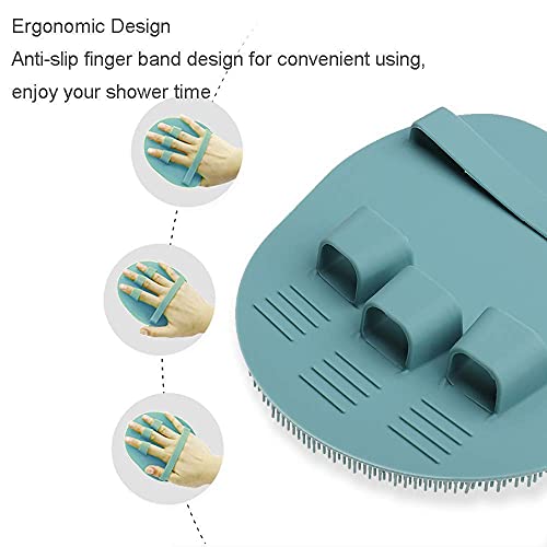 2 Pack Soft Silicone Shower Brush, Body Scrubber Exfoliating Skin Massage | Body & Face & Short Hair Wash, Dry Skin Brushing Glove Loofah, Fit for Sensitive and All Kinds of Skin (PeonyPink+Green) - color: 1 Pars_pink+green
