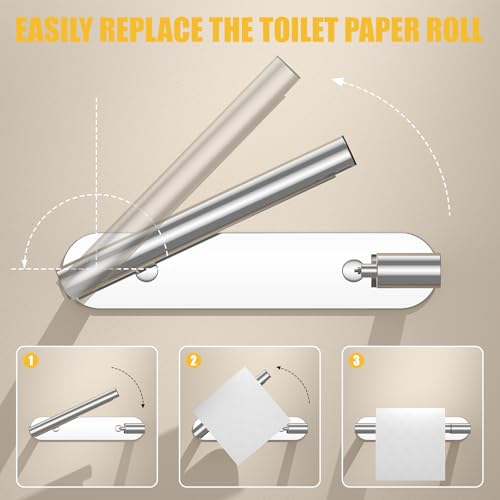 BESy Adhesive or Screw Toilet Paper Holder Wall Mount Rustproof Modern Roll Holder Flexible Pivoting Adjustable Tissue Handle with Self Adhesive or Mounted with Screws Stainless Steel Polished Chrome - color: Polished Chrome