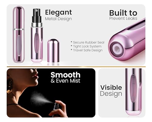 4 Pcs Refillable Perfume Atomizer, Travel Perfume Bottle Refillable and Leak-Proof, Portable Empty Cologne Atomizer, Mini Refillable Perfume Bottle for Pocket, Easy to Refill Decant Sprayer (8 ml) - size: 8 ml