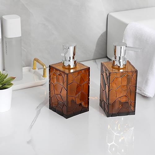 Hand Soap Dispenser, Clear Acrylic Plastic Liquid Pump Bottles Refillable Lotion Dispenser for Bathroom Decor Kitchen College Dorm, Amber - color: Clear Brown, size: 1 Pack