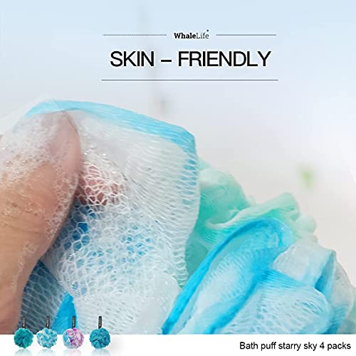 Loofah Sponge Bath Sponge for Women Men 4 Pack (Blue Conbine) - style: Blue Conbine