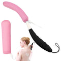 15.35" Back Bath Brush with Sponge,Back Scrubber Bath Mesh with Curved Long Handle Bath Body Brush for Elderly Aid Bathing and Shower - size: Black+Pink Handle