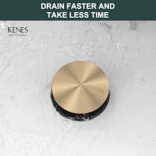 KENES Champagne Bronze Bathroom Sink Drain with Overflow, Pop Up Bathroom Sink Drain Assembly Anti Clog Pop Up Drain Stopper Lavatory Bathroom Vanity Sink Drain - color: Champagne Bronze, size: Big Pop up Cap (With Overflow)