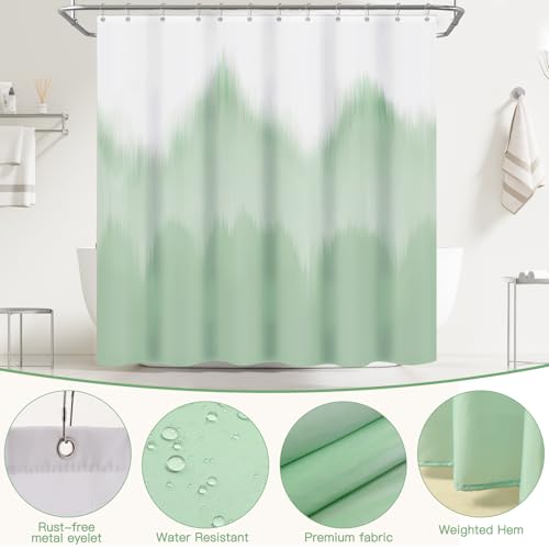 iMucci Bathroom Accessories Bathroom Sets with Shower Curtain, Bath Towel Set, Trash Can, Toilet Brush, Soap Dispenser, Bathroom Accessories Set Complete - size: Bath Set+Shower Curtain+Bath Towel Set, style: Green