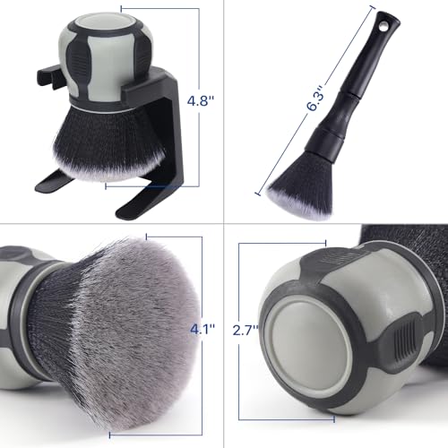Curveball Detail Brush, Car Ultra Soft Bristles Detailing Brushes, 4PCS Professional Auto Cleaning Brush, Covers Large Area Inside or Outside Vehicles, Exterior Interior Brush- Gray - color: Gray
