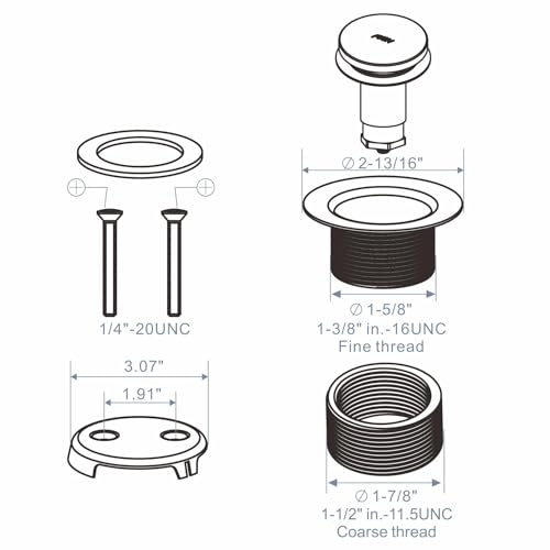 HIDROP Brushed Gold Bathtub Drain Assembly Kit, 2-Hole Overflow Faceplate | Tip Toe, Stainless Steel Bathtub Drain, Universal Fine/Coarse Thread fit 1-3/8" or 1-1/2" Tub Drain, Tub Drain Replacement - color: Gold, style: 2 Holes