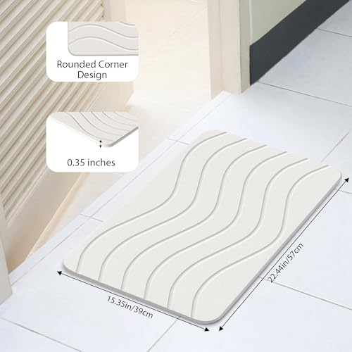 Absorbent Stone Bath Mat, Diatomaceous Earth Shower Mats, Non-Slip Water Absorbing Diatomite Stone Mat for Bathroom Floor, Quick-Drying Easy to Clean (23" x 16" White) - color: White
