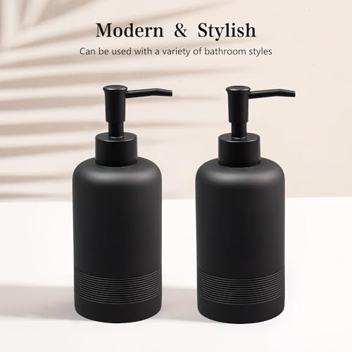 YMXYJM 2pcs/Set Hand Soap Dispenser Sets - 10.8oz Refillable Resin Liquid Soap Dispensers with Rust-Proof Pump for Bathroom Countertop or Kitchen, Classic Black - color: Black