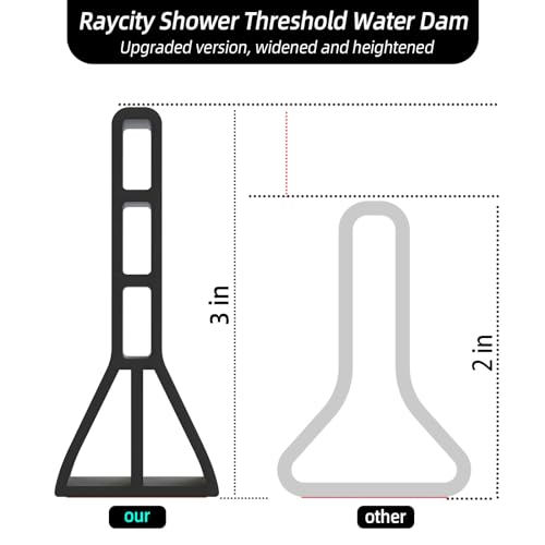 Raycity 3" High Shower Threshold Water Dam 59 IN Collapsible Shower Water Splash Guard for Curbless Shower Threshold Barrier Water Stopper for Wet and Dry Separation Bathroom and Kitchen (Black) - color: Black, style: 59 inch